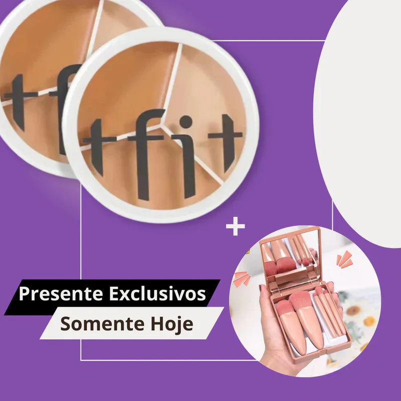 Base Corretivo Fitt 3 em 1® |COMPRE 1 LEVE 2| + Conjunto de Pincéis de Brinde