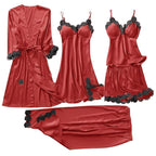 Conjunto SweetDream com 5 Peças em Cetim de Seda / O Conjunto da Mulher Bela & Sensual!