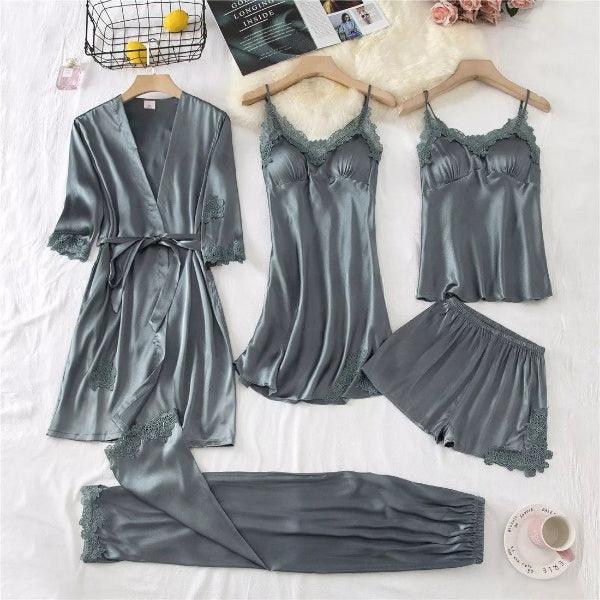 Conjunto SweetDream com 5 Peças em Cetim de Seda / O Conjunto da Mulher Bela & Sensual!