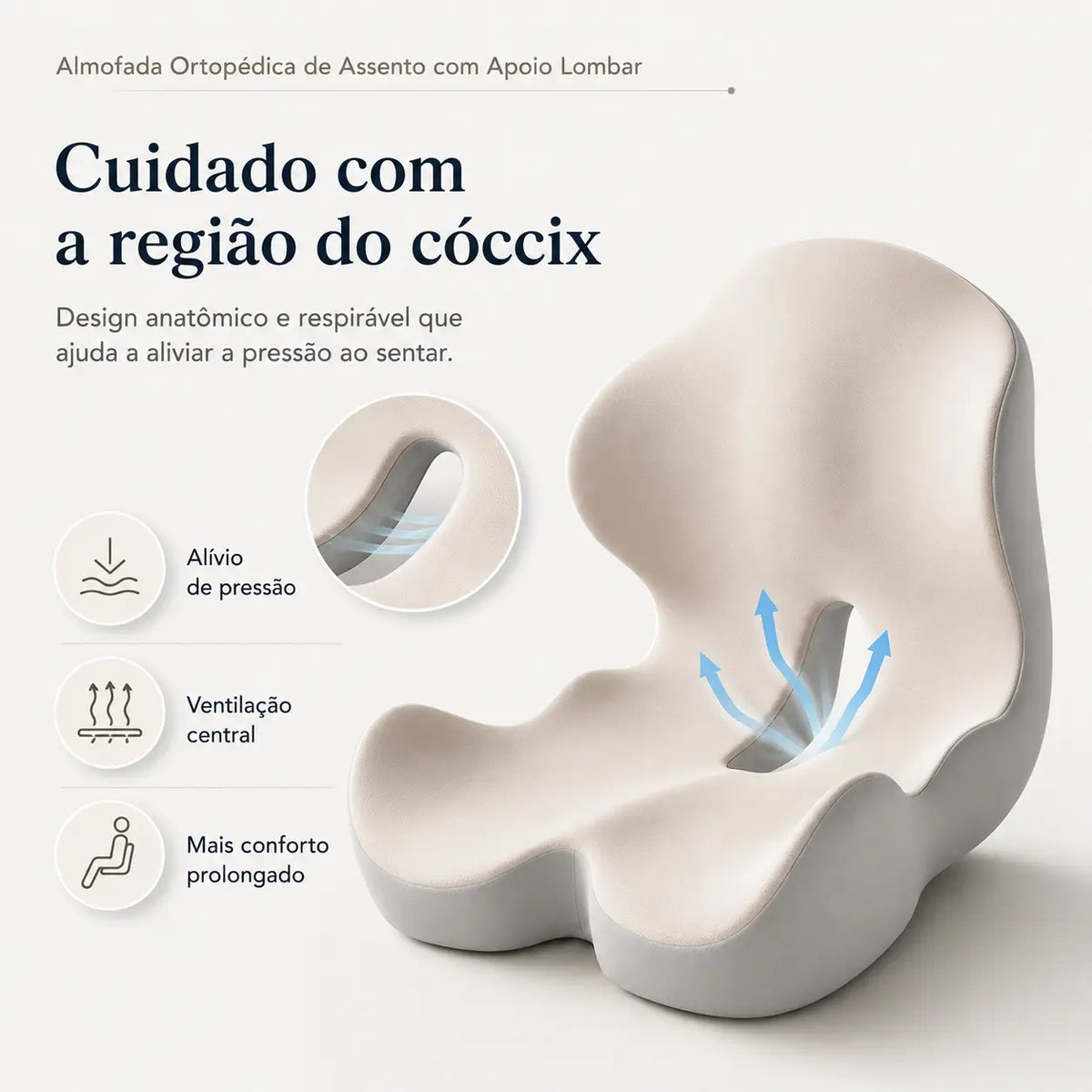 Almofada Ortopédica de Assento com Apoio Lombar