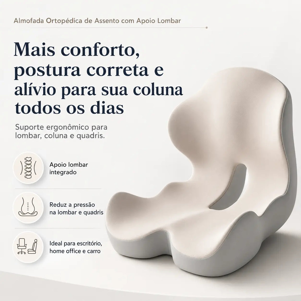 Almofada Ortopédica de Assento com Apoio Lombar
