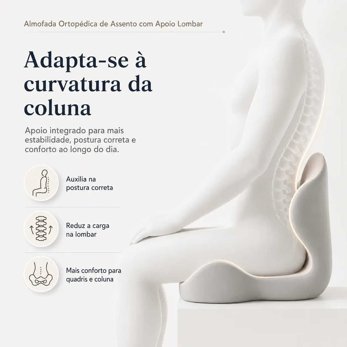 Almofada Ortopédica de Assento com Apoio Lombar